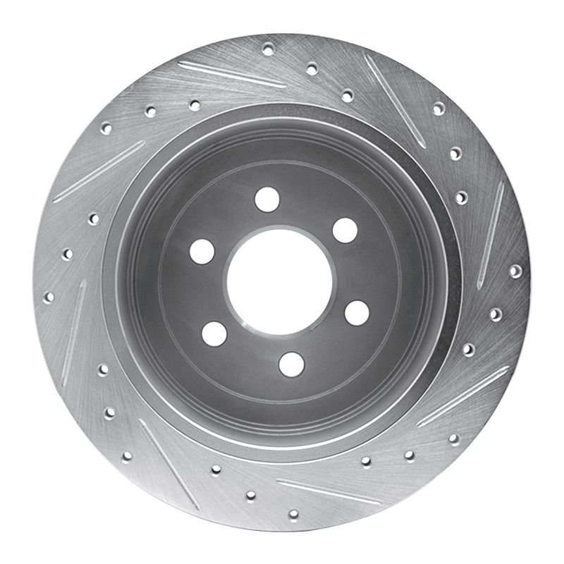 Dodge Dakota Brake Rotor (1) - Rear Left - R1 Concepts - Drilled & Slotted - Silver - `03-`04
